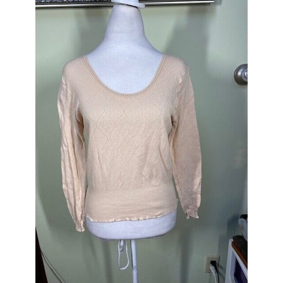 Winconia Juniors Sz X/LGE Peach 100% Combed Cotton Lightweight Sweater Preppy - Picture 1 of 8